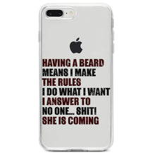 DistinctInk® Clear Shockproof Hybrid Case for Apple iPhone / Samsung Galaxy / Google Pixel - Beard - I Make the Rules, Do What I Want