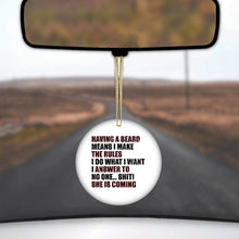 DistinctInk® Hanging Ceramic Christmas Tree Ornament with Gold String - Great Gift / Present - 2 3/4 inch Diameter - Beard - I Make the Rules, Do What I Want