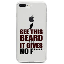 DistinctInk® Clear Shockproof Hybrid Case for Apple iPhone / Samsung Galaxy / Google Pixel - See This Beard - It Gives No F****