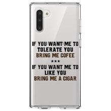 DistinctInk® Clear Shockproof Hybrid Case for Apple iPhone / Samsung Galaxy / Google Pixel - Want me to Tolerate you Bring Coffee Cigar