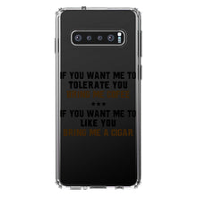 DistinctInk® Clear Shockproof Hybrid Case for Apple iPhone / Samsung Galaxy / Google Pixel - Want me to Tolerate you Bring Coffee Cigar