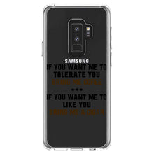 DistinctInk® Clear Shockproof Hybrid Case for Apple iPhone / Samsung Galaxy / Google Pixel - Want me to Tolerate you Bring Coffee Cigar