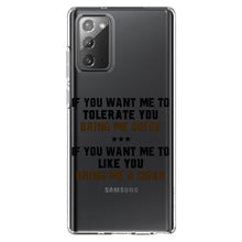 DistinctInk® Clear Shockproof Hybrid Case for Apple iPhone / Samsung Galaxy / Google Pixel - Want me to Tolerate you Bring Coffee Cigar