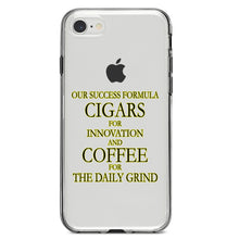 DistinctInk® Clear Shockproof Hybrid Case for Apple iPhone / Samsung Galaxy / Google Pixel - Success Formula - Cigars & Coffee