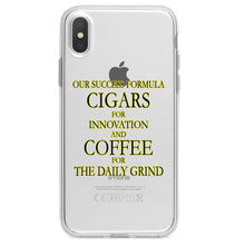 DistinctInk® Clear Shockproof Hybrid Case for Apple iPhone / Samsung Galaxy / Google Pixel - Success Formula - Cigars & Coffee