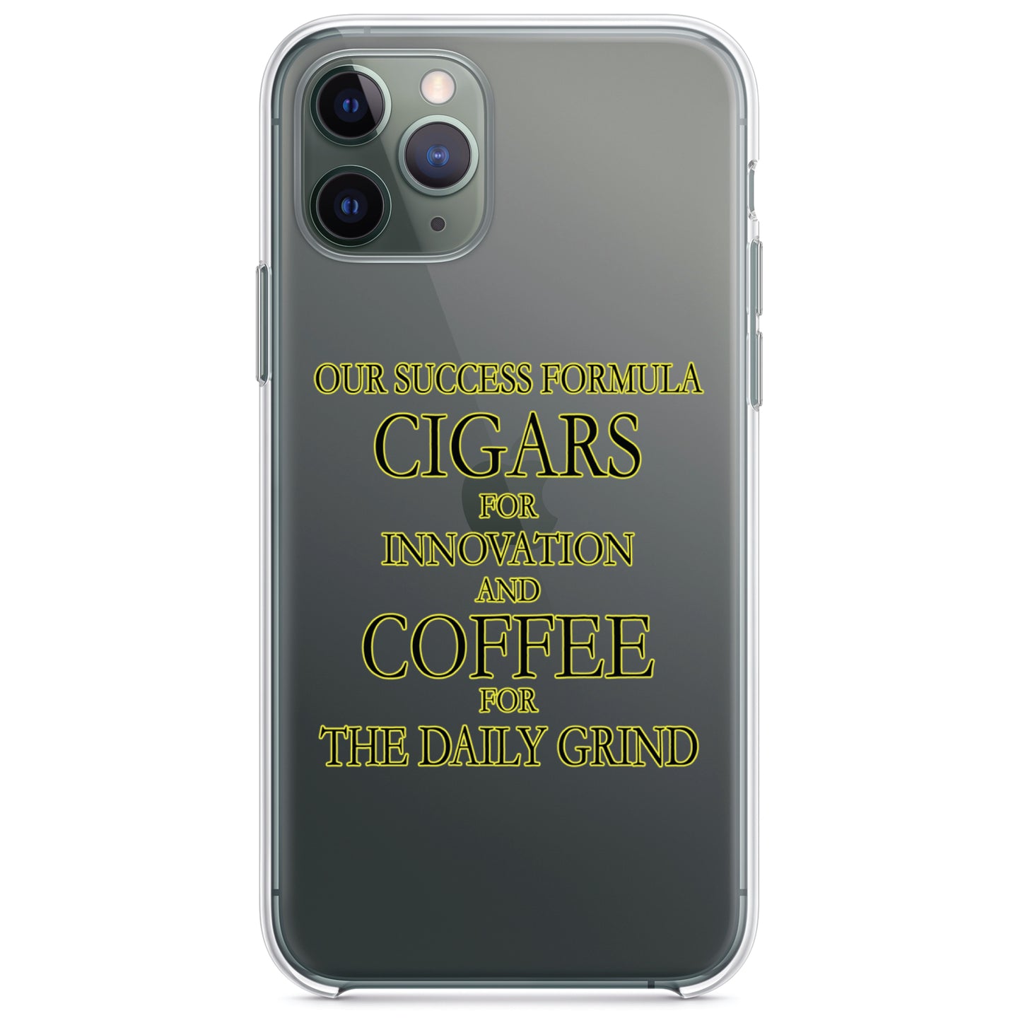 DistinctInk® Clear Shockproof Hybrid Case for Apple iPhone / Samsung Galaxy / Google Pixel - Success Formula - Cigars & Coffee