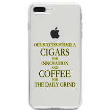 DistinctInk® Clear Shockproof Hybrid Case for Apple iPhone / Samsung Galaxy / Google Pixel - Success Formula - Cigars & Coffee