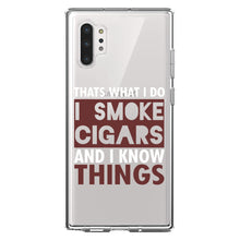 DistinctInk® Clear Shockproof Hybrid Case for Apple iPhone / Samsung Galaxy / Google Pixel - I Smoke Cigars And I Know Things