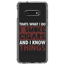 DistinctInk® Clear Shockproof Hybrid Case for Apple iPhone / Samsung Galaxy / Google Pixel - I Smoke Cigars And I Know Things