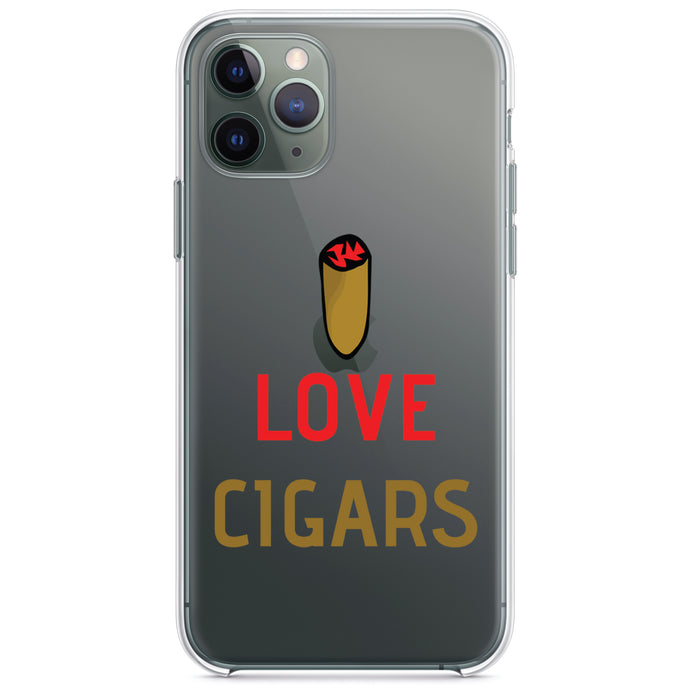 DistinctInk® Clear Shockproof Hybrid Case for Apple iPhone / Samsung Galaxy / Google Pixel - I Love Cigars