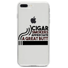 DistinctInk® Clear Shockproof Hybrid Case for Apple iPhone / Samsung Galaxy / Google Pixel - Cigar Smokers Appreciate a Great Butt