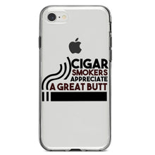 DistinctInk® Clear Shockproof Hybrid Case for Apple iPhone / Samsung Galaxy / Google Pixel - Cigar Smokers Appreciate a Great Butt