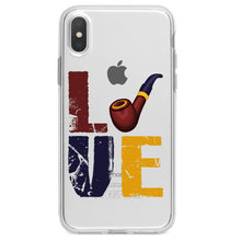 DistinctInk® Clear Shockproof Hybrid Case for Apple iPhone / Samsung Galaxy / Google Pixel - Love Pipe Smoking