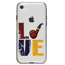 DistinctInk® Clear Shockproof Hybrid Case for Apple iPhone / Samsung Galaxy / Google Pixel - Love Pipe Smoking