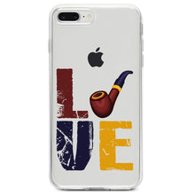 DistinctInk® Clear Shockproof Hybrid Case for Apple iPhone / Samsung Galaxy / Google Pixel - Love Pipe Smoking