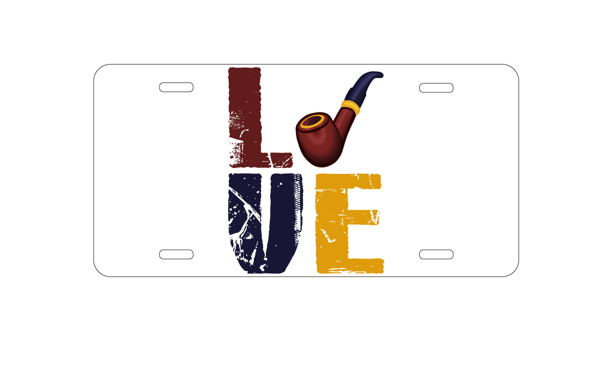 DistinctInk Custom Aluminum Decorative Vanity Front License Plate - Love Pipe Smoking