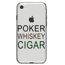 DistinctInk® Clear Shockproof Hybrid Case for Apple iPhone / Samsung Galaxy / Google Pixel - Poker Whiskey Cigar
