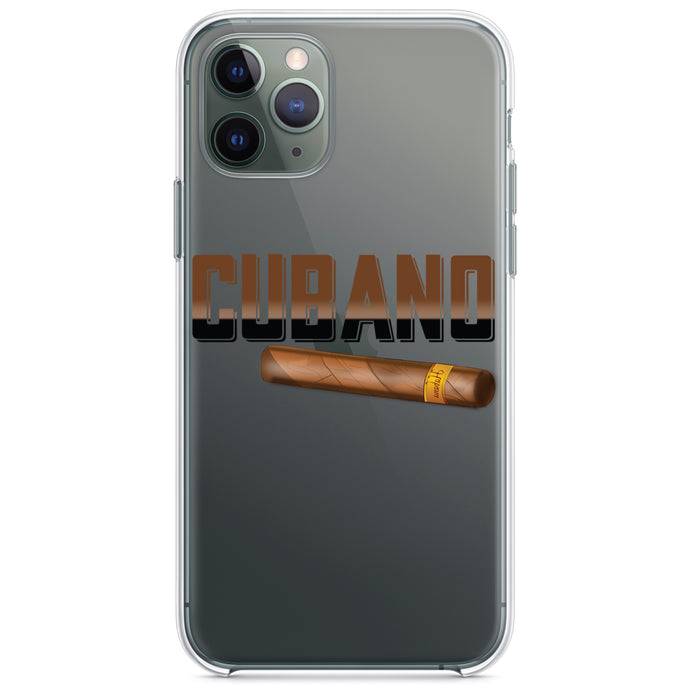 DistinctInk® Clear Shockproof Hybrid Case for Apple iPhone / Samsung Galaxy / Google Pixel - Cubano.  Cigars