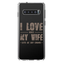 DistinctInk® Clear Shockproof Hybrid Case for Apple iPhone / Samsung Galaxy / Google Pixel - I Love When My Wife Lets Me Buy Cigars