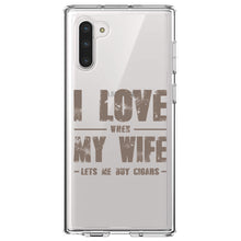 DistinctInk® Clear Shockproof Hybrid Case for Apple iPhone / Samsung Galaxy / Google Pixel - I Love When My Wife Lets Me Buy Cigars