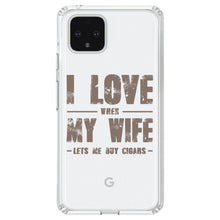 DistinctInk® Clear Shockproof Hybrid Case for Apple iPhone / Samsung Galaxy / Google Pixel - I Love When My Wife Lets Me Buy Cigars