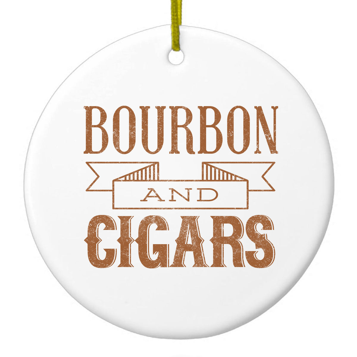 Bourbon and Cigars Ceramic Ornament