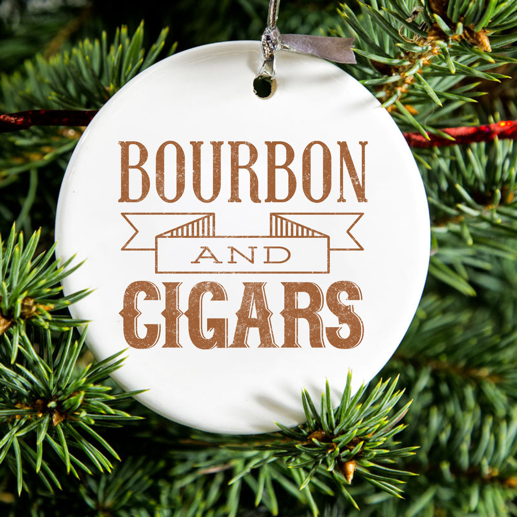 Bourbon and Cigars Ceramic Ornament, view 2