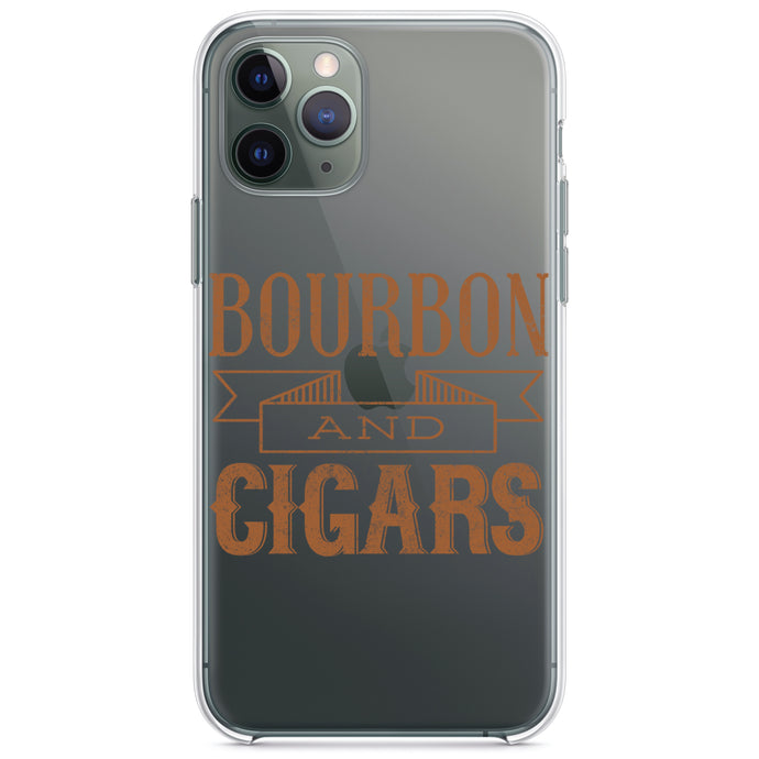 DistinctInk® Clear Shockproof Hybrid Case for Apple iPhone / Samsung Galaxy / Google Pixel - Bourbon and Cigars