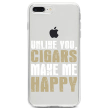 DistinctInk® Clear Shockproof Hybrid Case for Apple iPhone / Samsung Galaxy / Google Pixel - Unlike You, Cigars Make Me Happy