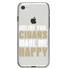 DistinctInk® Clear Shockproof Hybrid Case for Apple iPhone / Samsung Galaxy / Google Pixel - Unlike You, Cigars Make Me Happy