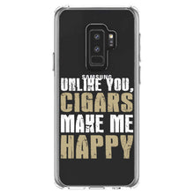 DistinctInk® Clear Shockproof Hybrid Case for Apple iPhone / Samsung Galaxy / Google Pixel - Unlike You, Cigars Make Me Happy