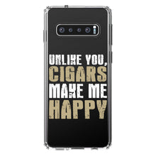 DistinctInk® Clear Shockproof Hybrid Case for Apple iPhone / Samsung Galaxy / Google Pixel - Unlike You, Cigars Make Me Happy