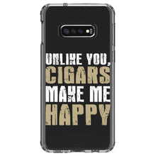 DistinctInk® Clear Shockproof Hybrid Case for Apple iPhone / Samsung Galaxy / Google Pixel - Unlike You, Cigars Make Me Happy
