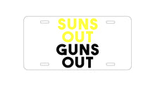 DistinctInk Custom Aluminum Decorative Vanity Front License Plate - Suns Out, Guns Out