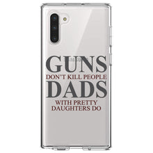 DistinctInk® Clear Shockproof Hybrid Case for Apple iPhone / Samsung Galaxy / Google Pixel - Guns Don't Kill People, Dads with Pretty Daughters