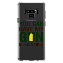 DistinctInk® Clear Shockproof Hybrid Case for Apple iPhone / Samsung Galaxy / Google Pixel - You Can Have My Gun.  Bullets First