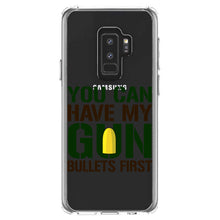 DistinctInk® Clear Shockproof Hybrid Case for Apple iPhone / Samsung Galaxy / Google Pixel - You Can Have My Gun.  Bullets First