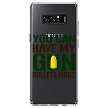 DistinctInk® Clear Shockproof Hybrid Case for Apple iPhone / Samsung Galaxy / Google Pixel - You Can Have My Gun.  Bullets First