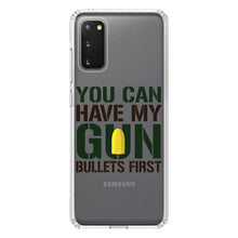 DistinctInk® Clear Shockproof Hybrid Case for Apple iPhone / Samsung Galaxy / Google Pixel - You Can Have My Gun.  Bullets First