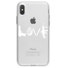 DistinctInk® Clear Shockproof Hybrid Case for Apple iPhone / Samsung Galaxy / Google Pixel - Love Guns
