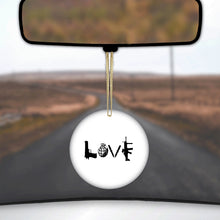 DistinctInk® Hanging Ceramic Christmas Tree Ornament with Gold String - Great Gift / Present - 2 3/4 inch Diameter - Love Guns
