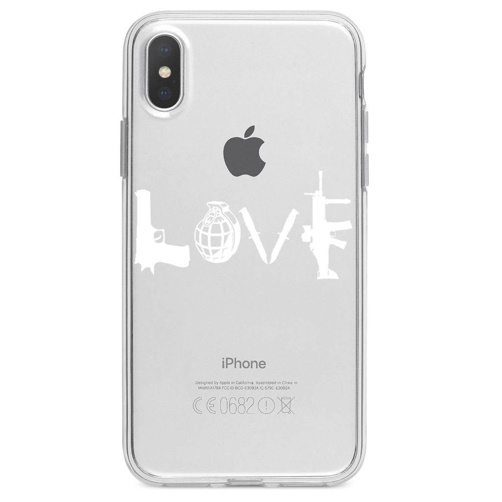 Love Guns Clear Shockproof iPhone Case, view 2