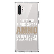DistinctInk® Clear Shockproof Hybrid Case for Apple iPhone / Samsung Galaxy / Google Pixel - Rising Cost of Ammo Don't Expect Warning Shot