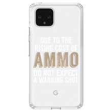 DistinctInk® Clear Shockproof Hybrid Case for Apple iPhone / Samsung Galaxy / Google Pixel - Rising Cost of Ammo Don't Expect Warning Shot