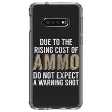 DistinctInk® Clear Shockproof Hybrid Case for Apple iPhone / Samsung Galaxy / Google Pixel - Rising Cost of Ammo Don't Expect Warning Shot