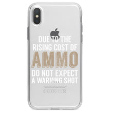DistinctInk® Clear Shockproof Hybrid Case for Apple iPhone / Samsung Galaxy / Google Pixel - Rising Cost of Ammo Don't Expect Warning Shot