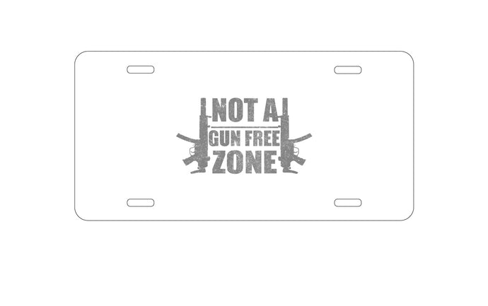 DistinctInk Custom Aluminum Decorative Vanity Front License Plate - Not a Gun Free Zone