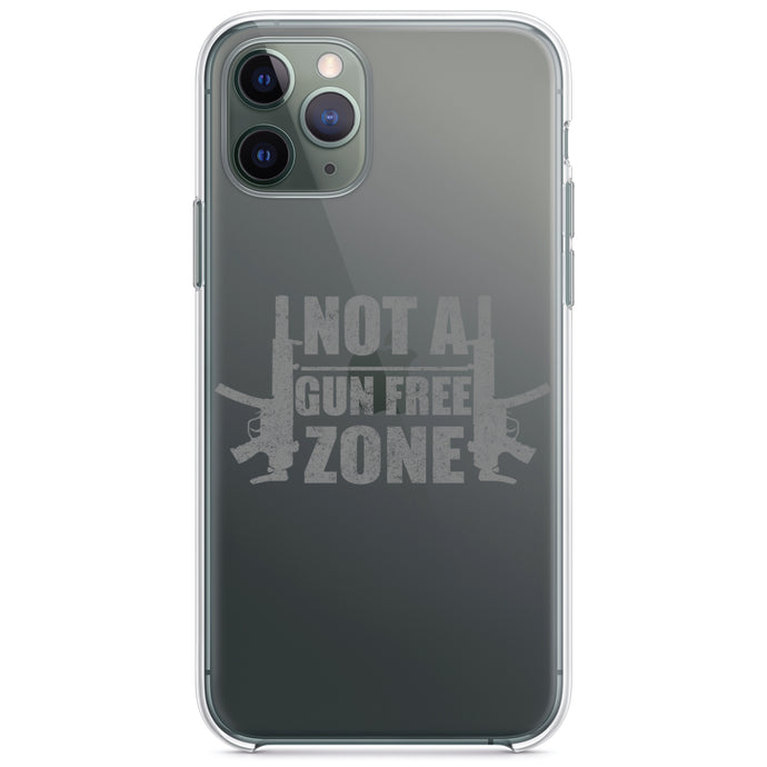 DistinctInk® Clear Shockproof Hybrid Case for Apple iPhone / Samsung Galaxy / Google Pixel - Not a Gun Free Zone