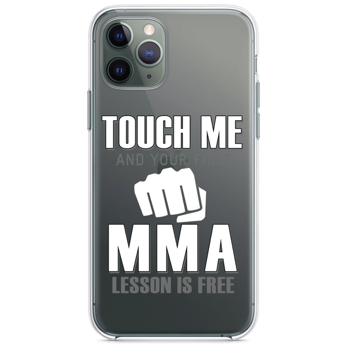 DistinctInk® Clear Shockproof Hybrid Case for Apple iPhone / Samsung Galaxy / Google Pixel - Touch Me.  First MMA Lesson is Free.