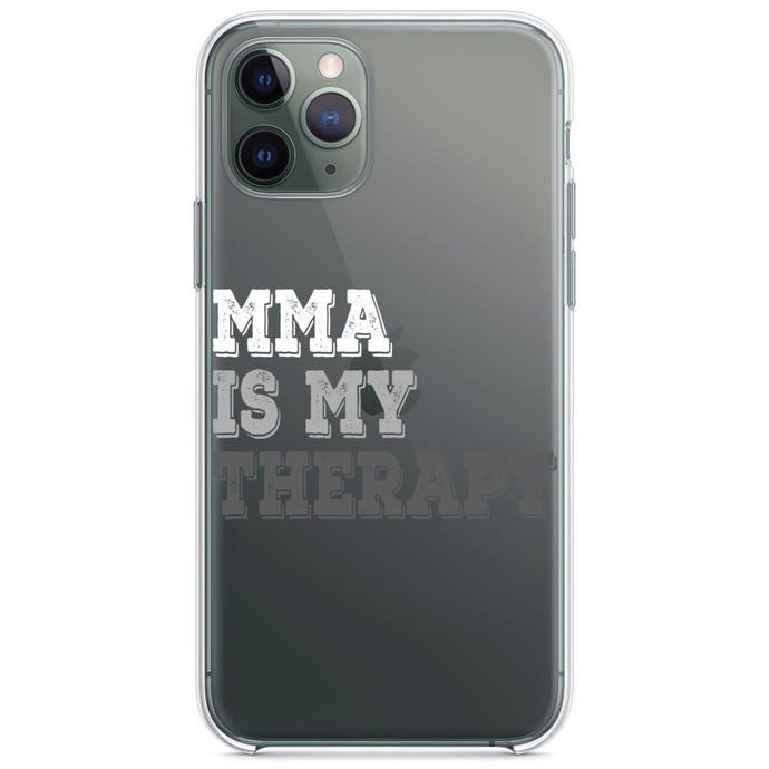 DistinctInk® Clear Shockproof Hybrid Case for Apple iPhone / Samsung Galaxy / Google Pixel - MMA Is My Therapy